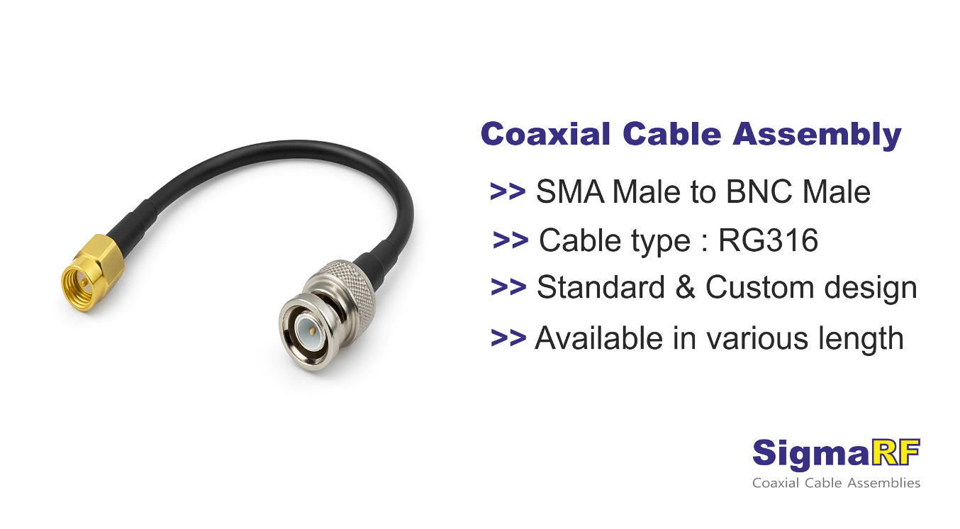 RG316 SMA to BNC Coaxial Cable Assembly