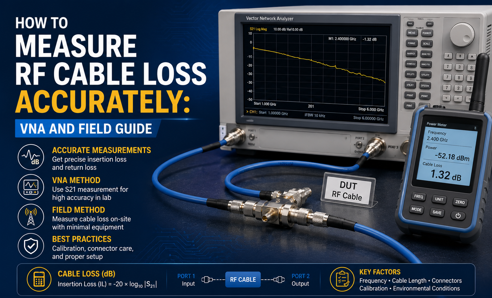 How to Measure RF Cable Loss Accurately: VNA and Field Guide