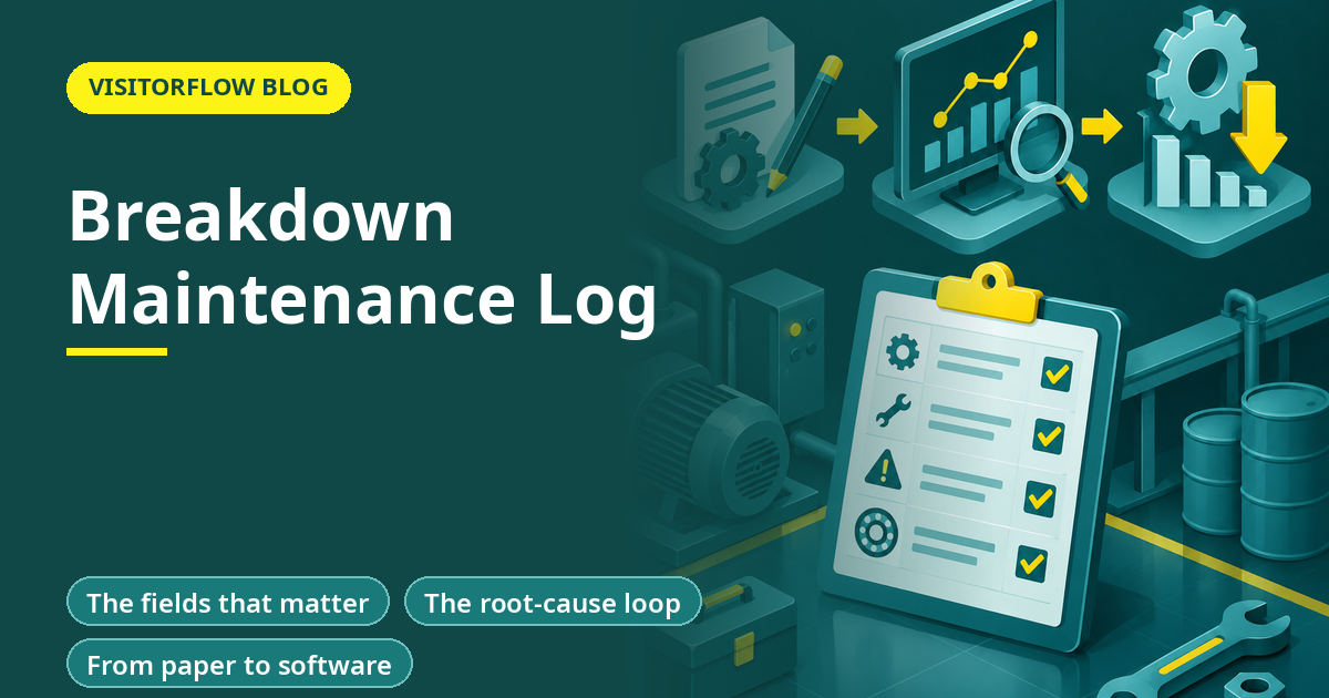 Banner illustration for the article: Breakdown Maintenance Log: Record, Analyze, Reduce
