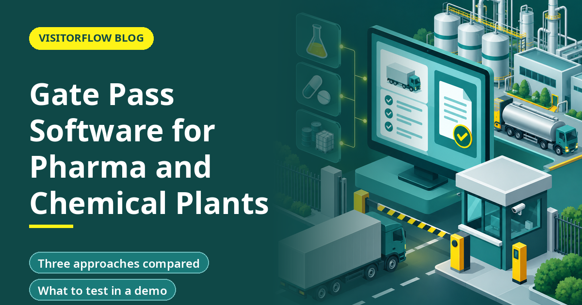 Banner illustration for the article: Gate Pass Software for Pharma and Chemical Plants