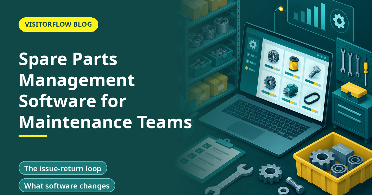 Banner illustration for the article: Spare Parts Management Software for Maintenance Teams